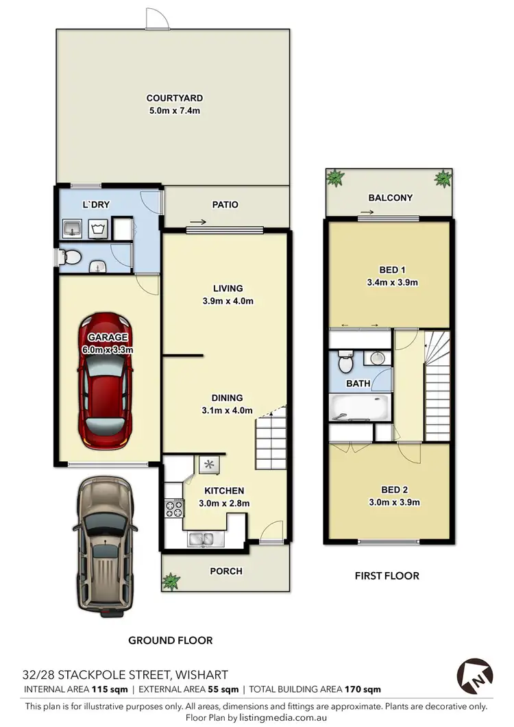 Floorplan of Homely townhouse listing, 32/28 Stackpole St, Wishart QLD 4122