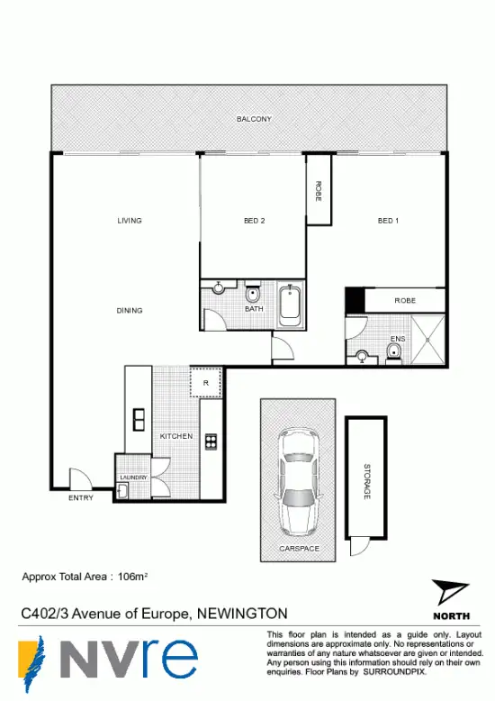 Floorplan of Homely unit listing, C402/3 Avenue of Europe, Newington NSW 2127