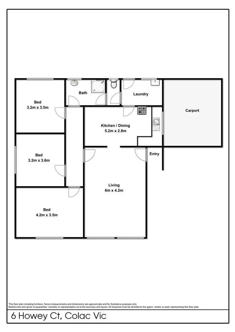 Floorplan of Homely house listing, 6 Howey Court, Colac VIC 3250