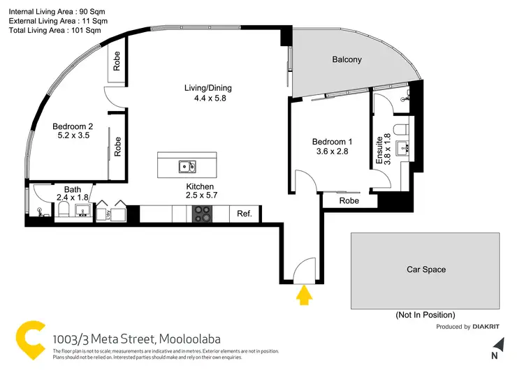 Floorplan of Homely unit listing, 1003/3 Meta Street, Mooloolaba QLD 4557