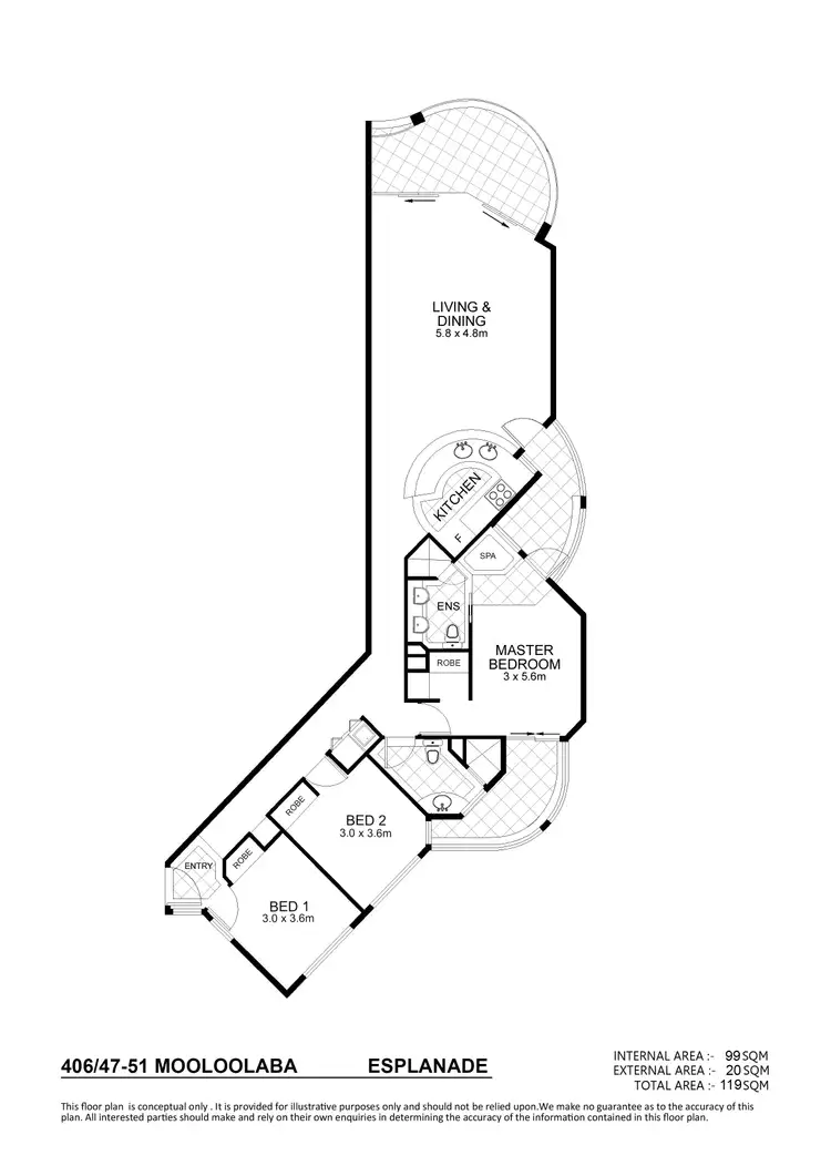 Floorplan of Homely unit listing, 406/47-51 Mooloolaba Esp, Mooloolaba QLD 4557