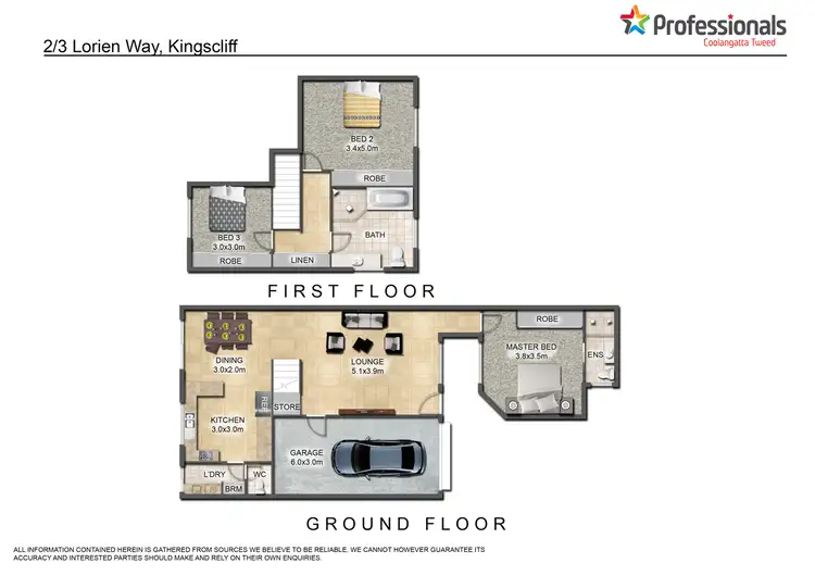 Floorplan of Homely townhouse listing, 2/3 Lorien Way, Kingscliff NSW 2487