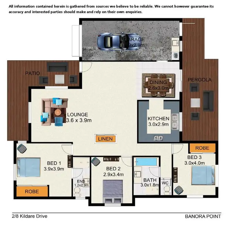 Floorplan of Homely semi-detached listing, 2/8 Kildare Drive, Banora Point NSW 2486