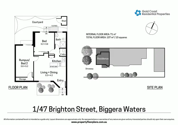 Floorplan of Homely villa listing, 1/47 Brighton Street, Biggera Waters QLD 4216