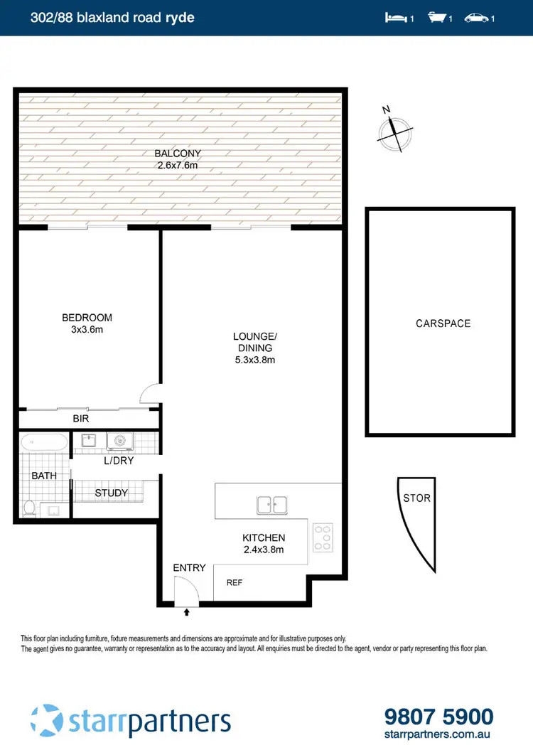 Floorplan of Homely apartment listing, 302/88 Blaxland Road, Ryde NSW 2112