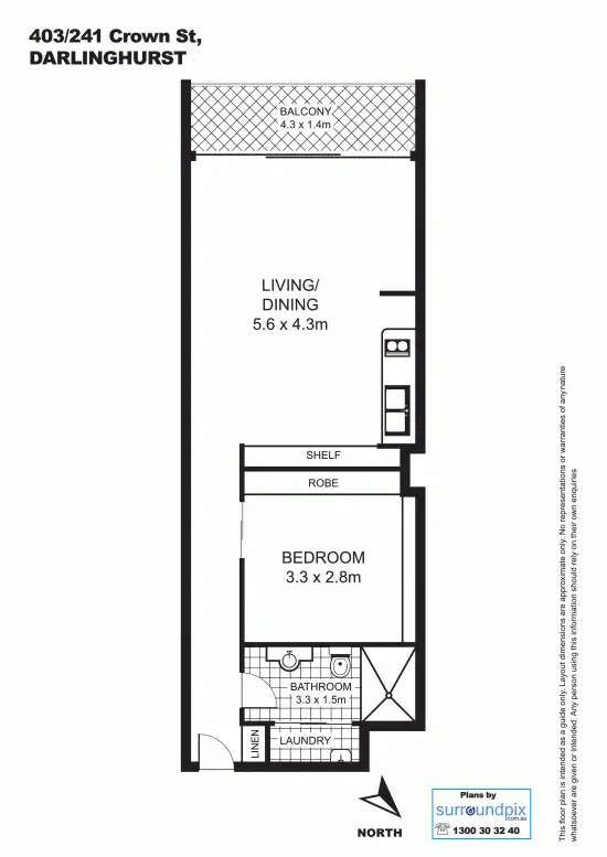 Floorplan of Homely apartment listing, 208/241 Crown Street, Surry Hills NSW 2010