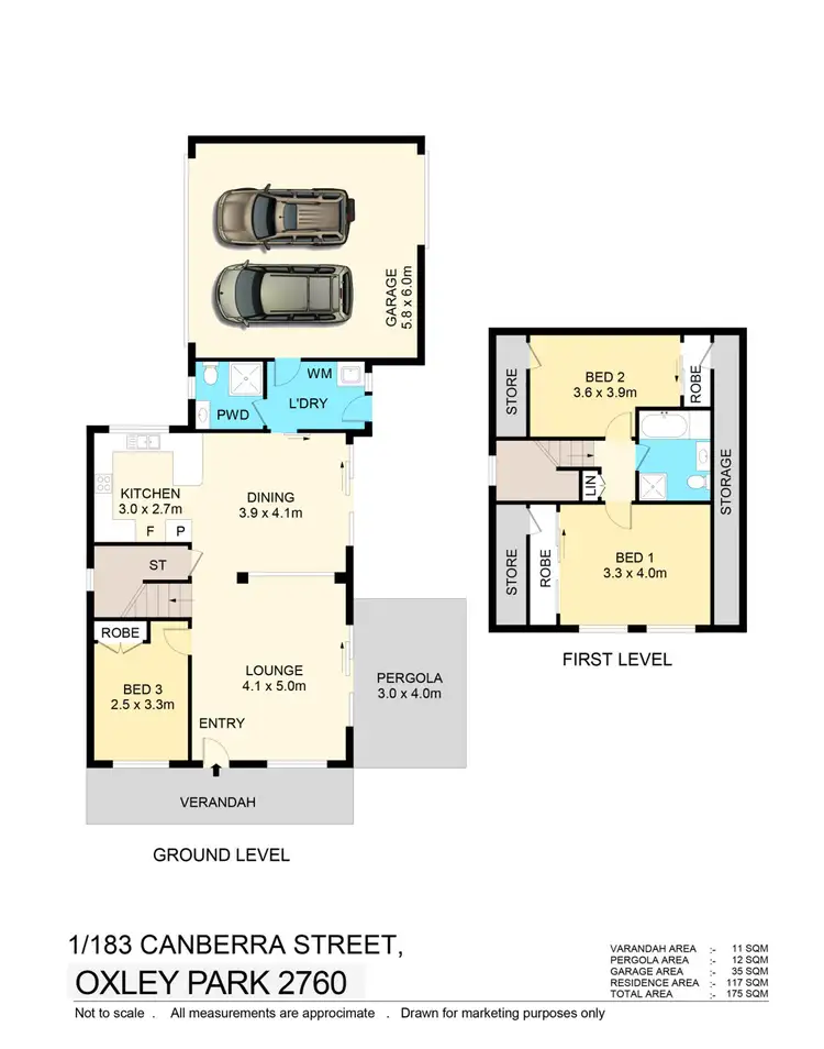 Floorplan of Homely townhouse listing, 1/183 Canberra Street, St Marys NSW 2760