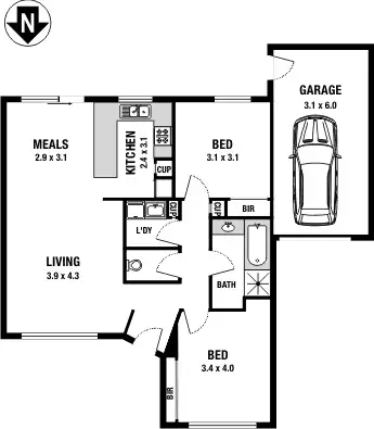 Floorplan of Homely villa listing, 13/20 Avoca Crescent, Pascoe Vale VIC 3044