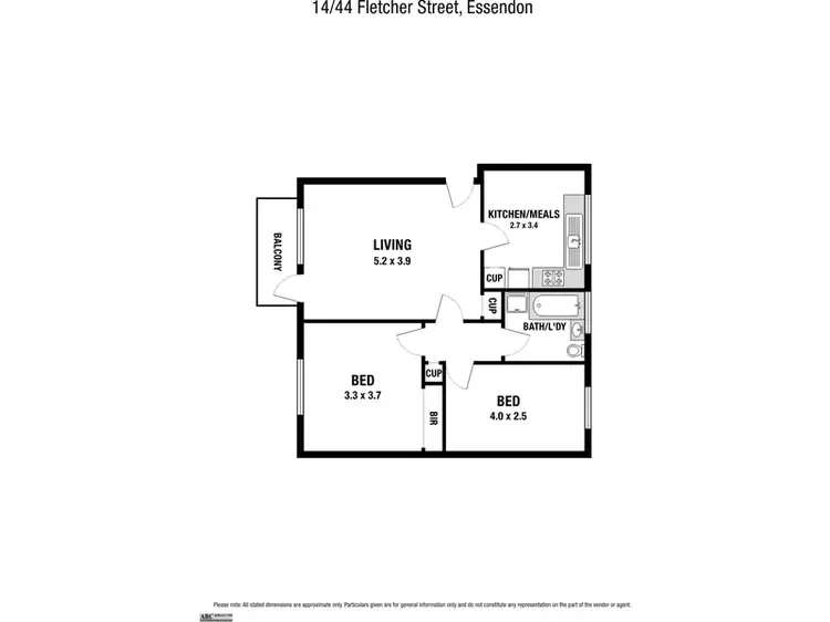 Floorplan of Homely apartment listing, 14/44 Fletcher Street, Essendon VIC 3040