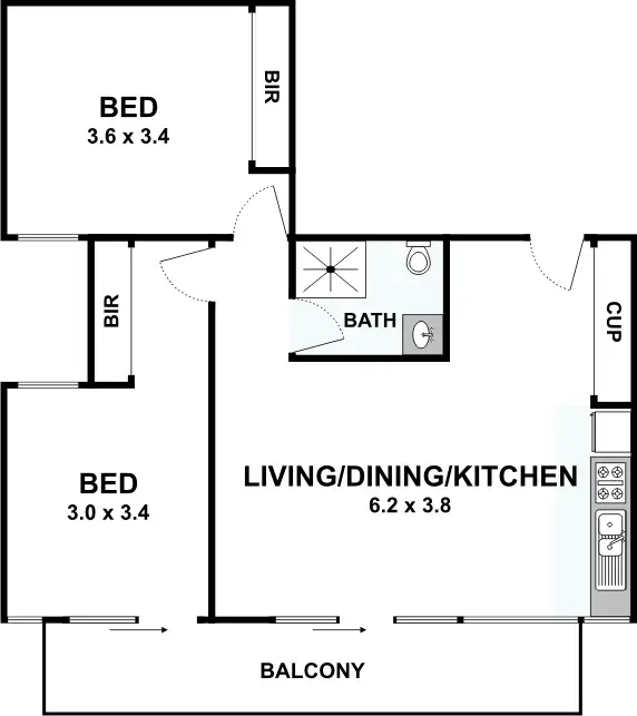 Floorplan of Homely apartment listing, 401/32-34 Lygon Street, Brunswick East VIC 3057