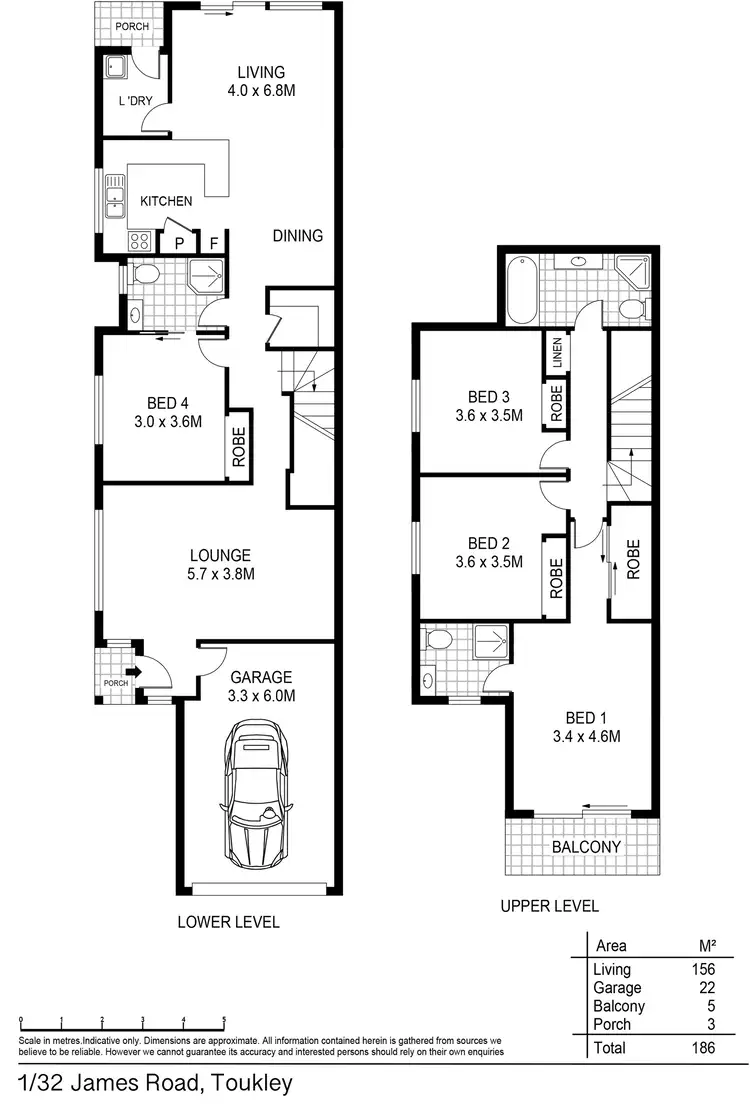 Floorplan of Homely semi-detached listing, 1/32 James Road, Toukley NSW 2263