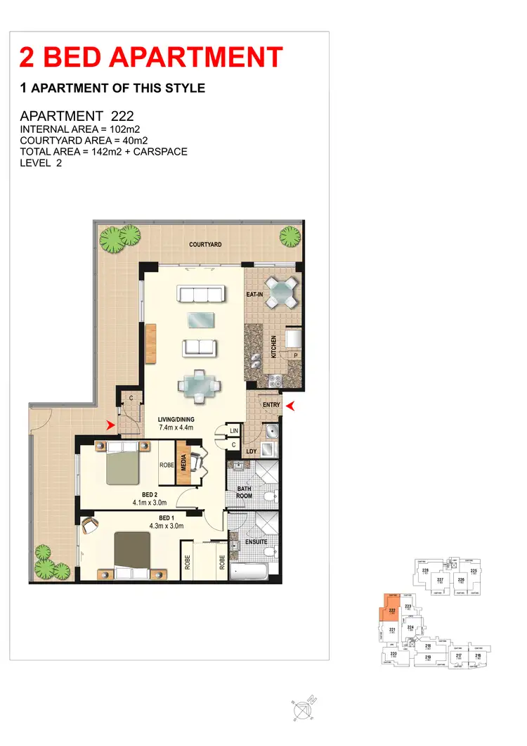 Floorplan of Homely apartment listing, 222/1 Aqua Street, Southport QLD 4215