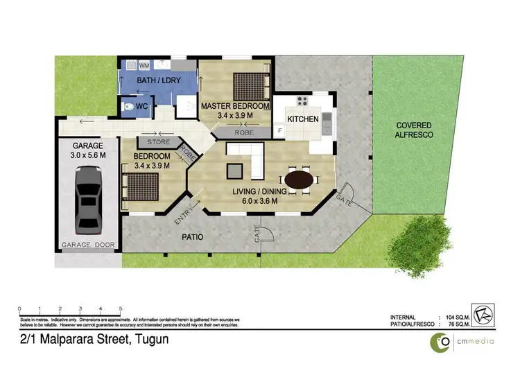 Floorplan of Homely semi-detached listing, 2/1 Malparara Street, Tugun QLD 4224