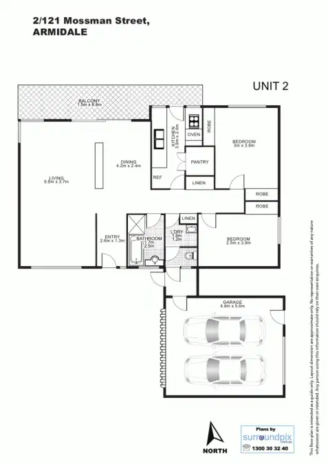 Floorplan of Homely unit listing, 2/121 Mossman Street, Armidale NSW 2350