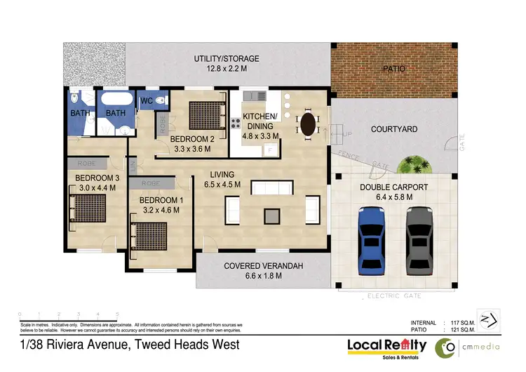 Floorplan of Homely semi-detached listing, 1/38 Riviera Ave, Tweed Heads West NSW 2485