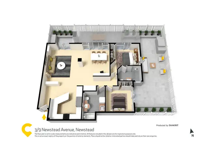 Floorplan of Homely unit listing, 3/9 Newstead Avenue, Newstead QLD 4006