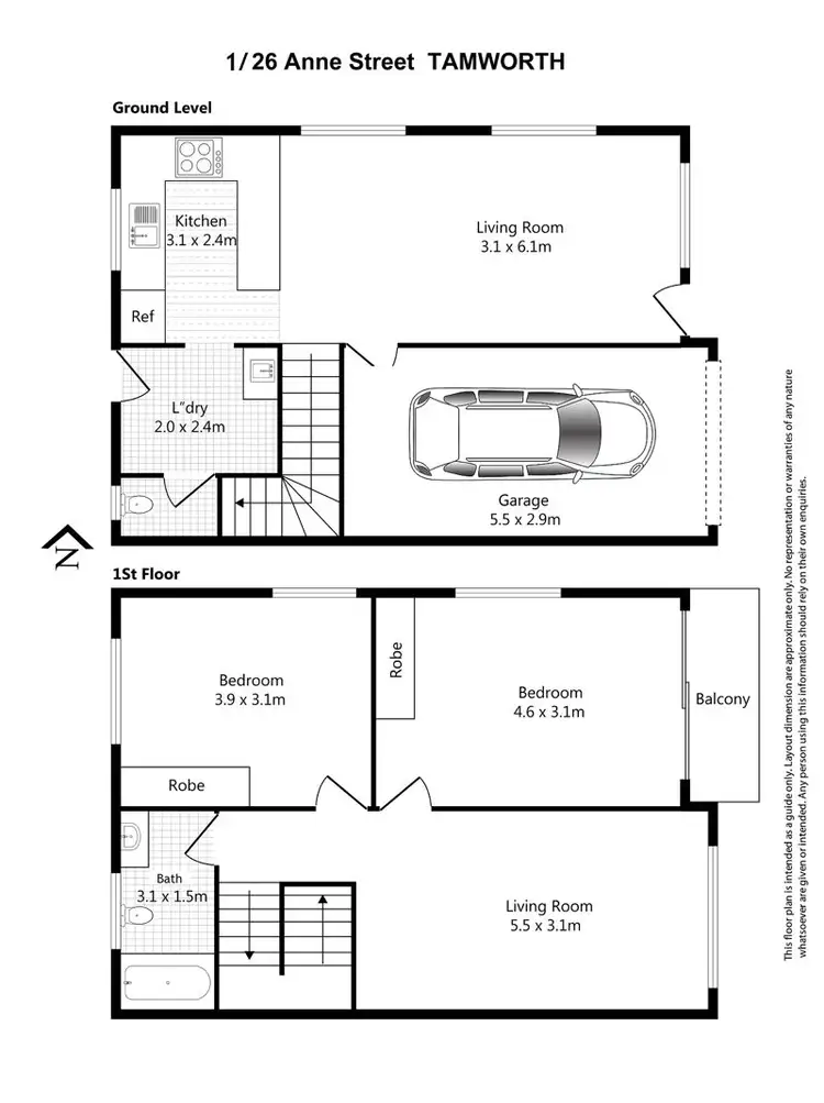 Floorplan of Homely unit listing, 1/26 Anne Street, Tamworth NSW 2340