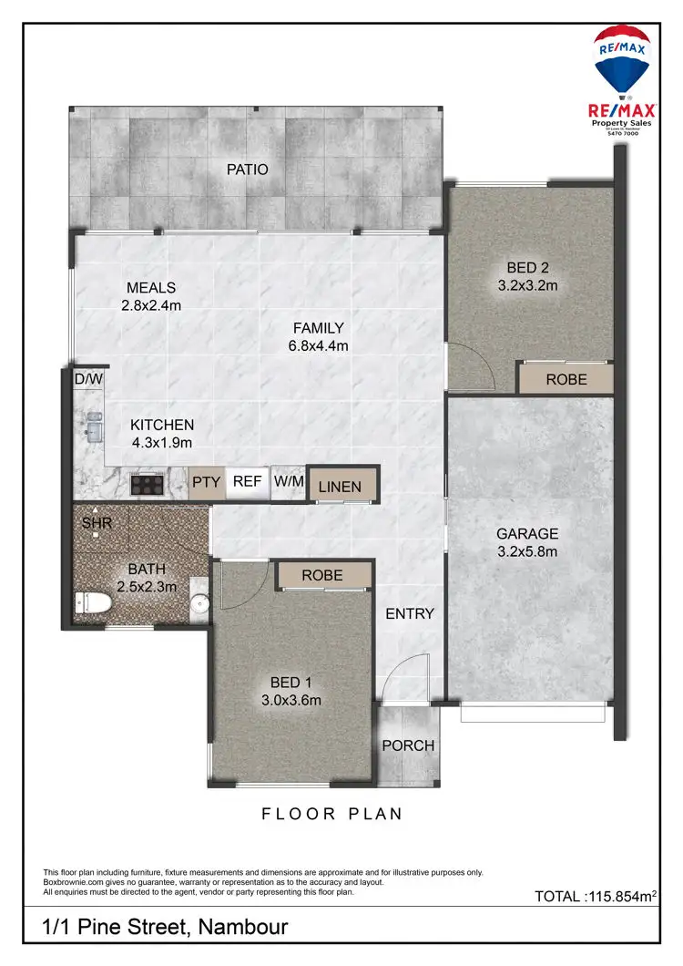 Floorplan of Homely unit listing, 1/1 Pine St, Nambour QLD 4560