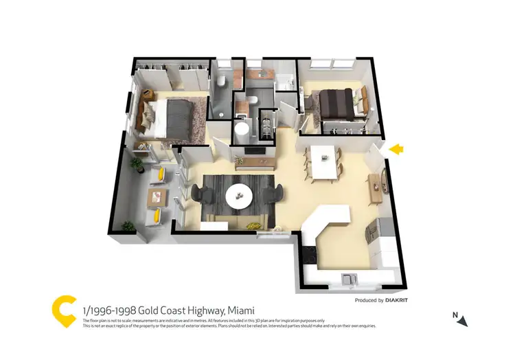 Floorplan of Homely unit listing, 1/1996-1998 Gold Coast Highway, Miami QLD 4220
