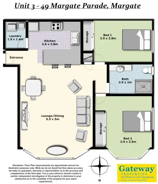 Floorplan of Homely unit listing, 3/49 Margate Pde, Margate QLD 4019