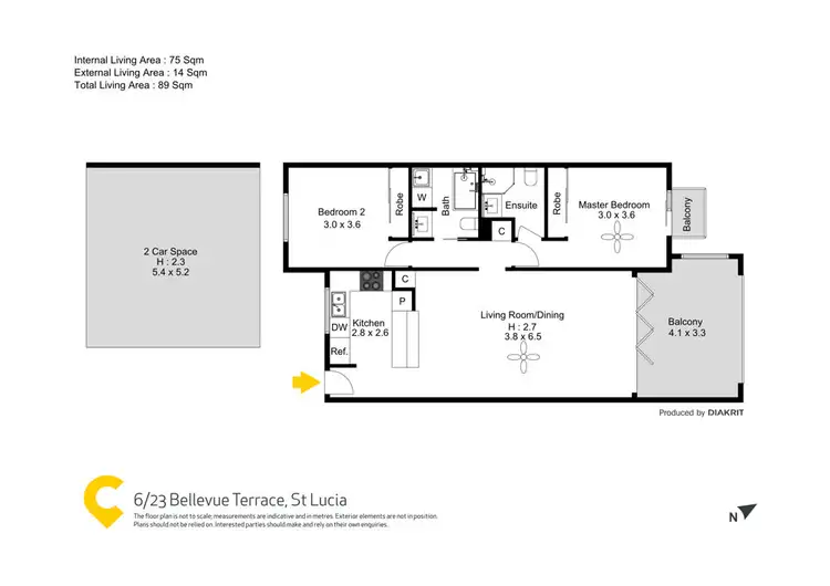Floorplan of Homely unit listing, 6/23 Bellevue Terrace, St Lucia QLD 4067