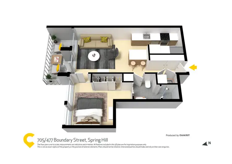 Floorplan of Homely unit listing, 705/477 Boundary Street, Spring Hill QLD 4000