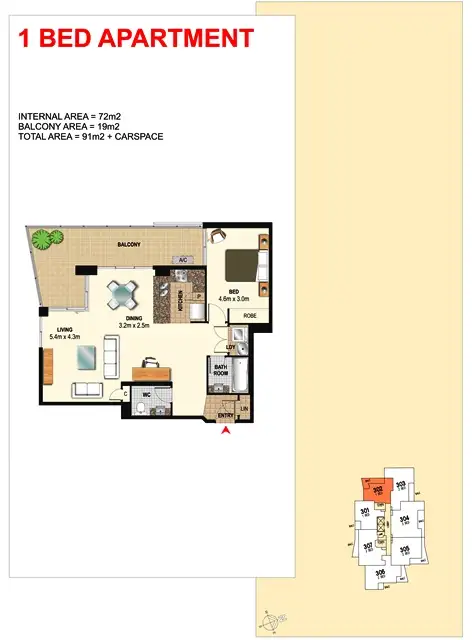 Floorplan of Homely unit listing, 302/1 Aqua Street, Southport QLD 4215