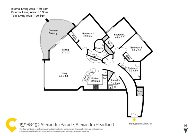 Floorplan of Homely unit listing, 15/188-192 Alexandra Parade, Alexandra Headland QLD 4572