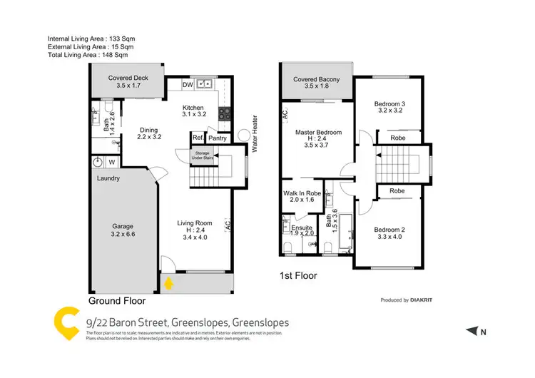 Floorplan of Homely townhouse listing, 9/18-22 Baron Street, Greenslopes QLD 4120