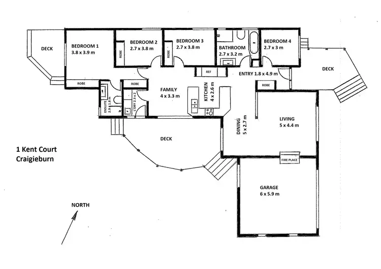 Floorplan of Homely house listing, 1 KENT COURT, Craigieburn VIC 3064