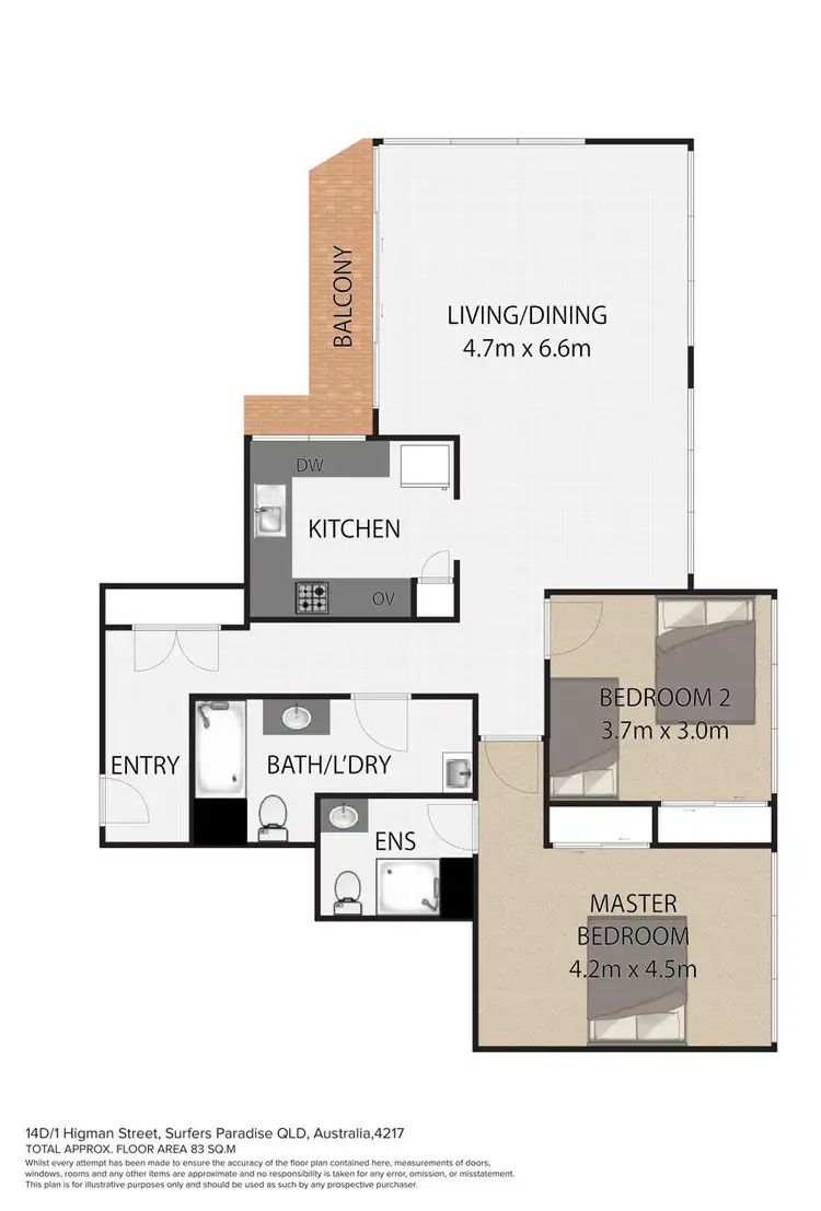 Floorplan of Homely unit listing, 14D/1 Higman Street, Surfers Paradise QLD 4217