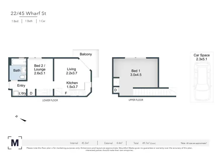 Floorplan of Homely apartment listing, 22/45 Wharf St, Kangaroo Point QLD 4169