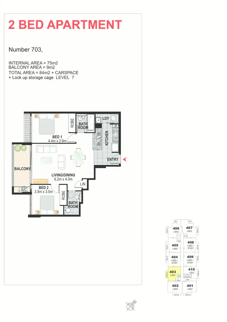 Floorplan of Homely apartment listing, 703/6 Aqua Street, Southport QLD 4215