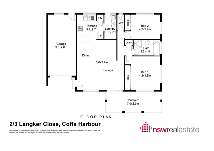 Floorplan of Homely villa listing, 2/3 Langker Place, Coffs Harbour NSW 2450