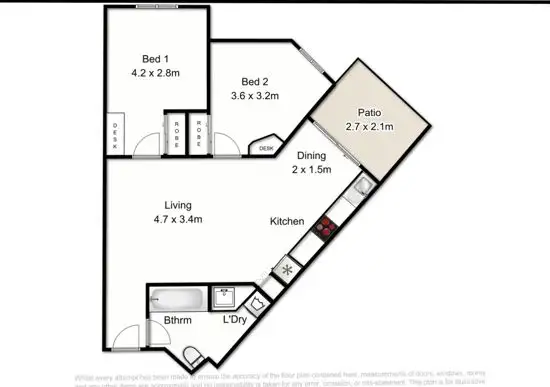 Floorplan of Homely unit listing, 223/85 DEAKIN STREET, Kangaroo Point QLD 4169