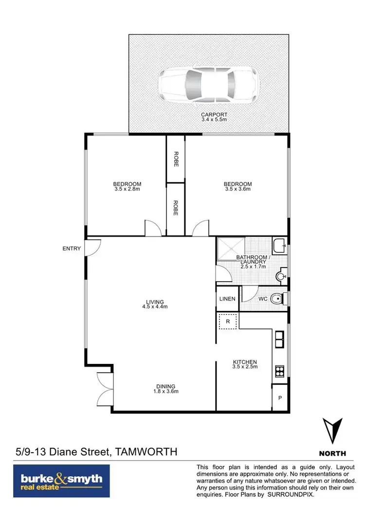 Floorplan of Homely unit listing, 5/9-13 Diane Street, Tamworth NSW 2340