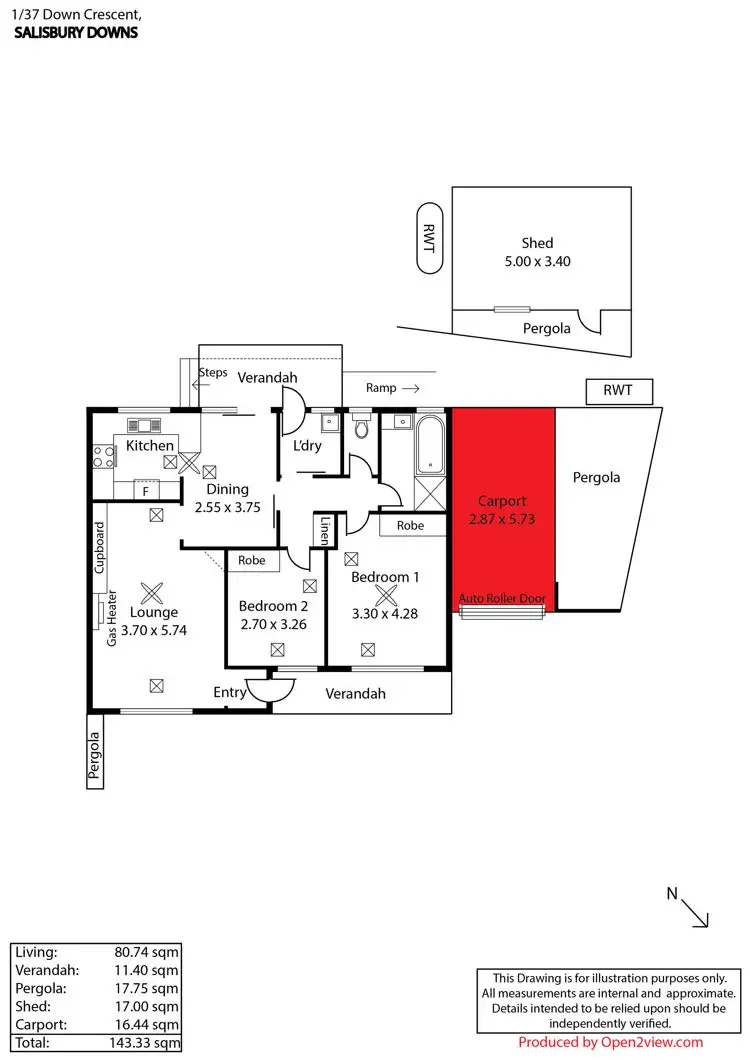 Floorplan of Homely house listing, 1/37 Down Crescent, Salisbury Downs SA 5108