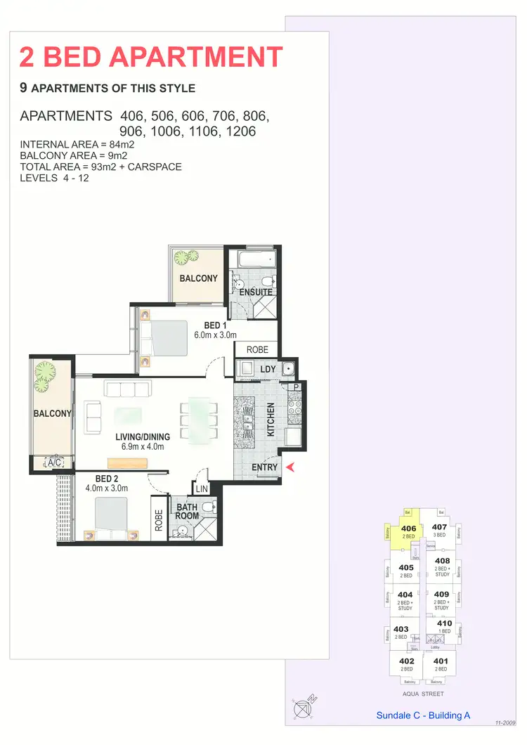 Floorplan of Homely apartment listing, 506/6 Aqua Street, Southport QLD 4215