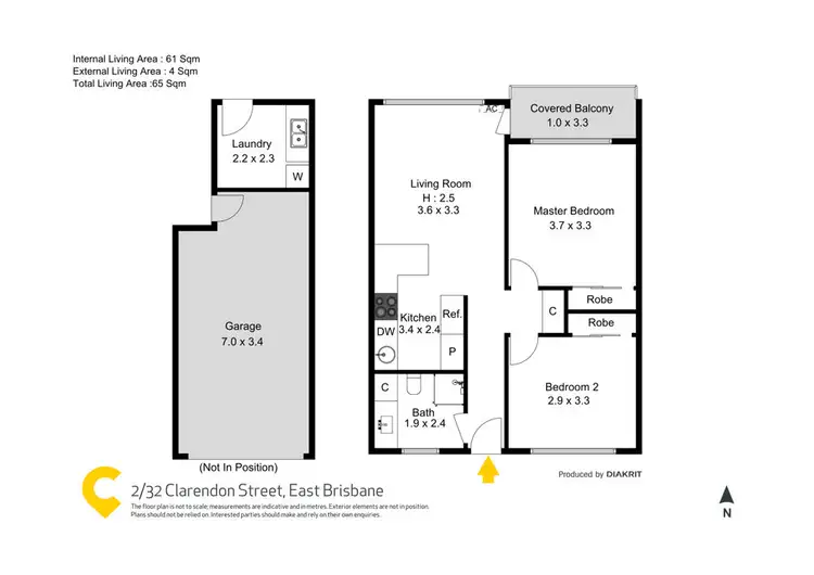 Floorplan of Homely unit listing, 2/32 Clarendon Street, East Brisbane QLD 4169