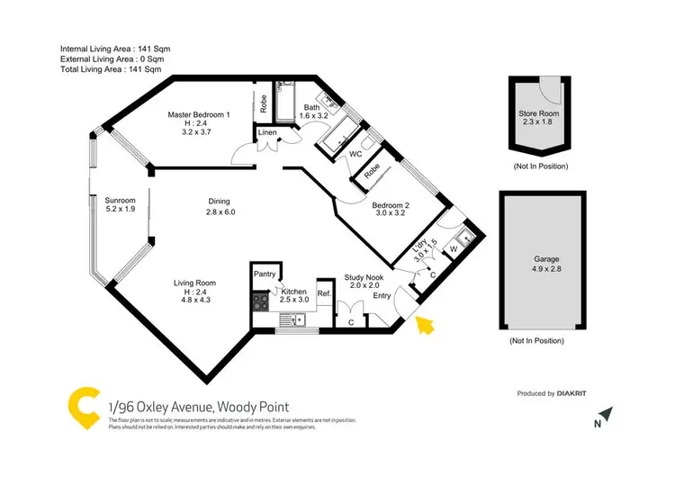 Floorplan of Homely unit listing, 1/96 Oxley Avenue, Woody Point QLD 4019