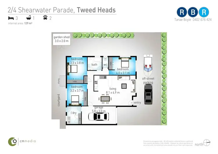 Floorplan of Homely semi-detached listing, 2/4 Shearwater Parade, Tweed Heads NSW 2485