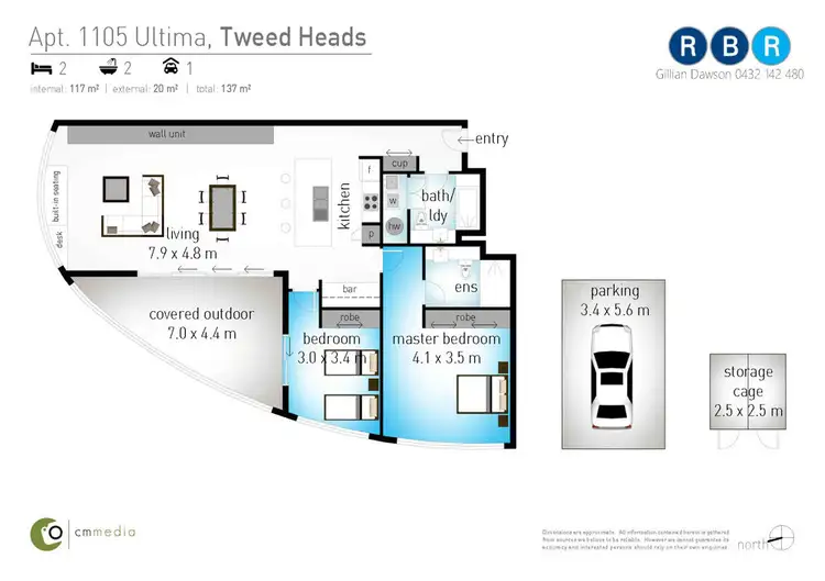 Floorplan of Homely unit listing, 1105/14-22 Stuart Street, Tweed Heads NSW 2485