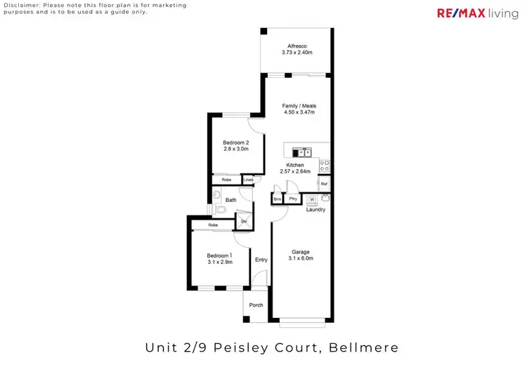 Floorplan of Homely semi-detached listing, 2/9 Peisley Court, Bellmere QLD 4510