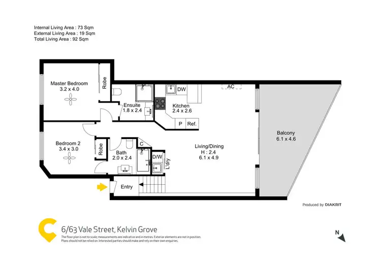 Floorplan of Homely unit listing, 6/63 Vale Street, Kelvin Grove QLD 4059