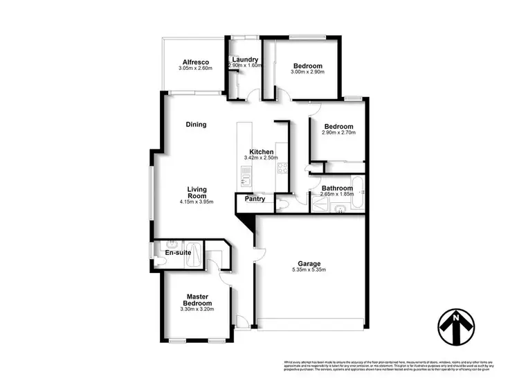 Floorplan of Homely semi-detached listing, 1/18 Varuna Court, Rothwell QLD 4022