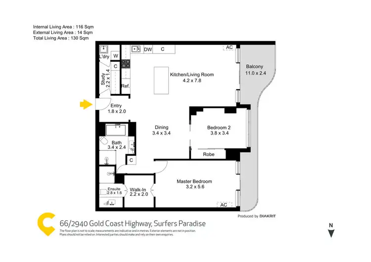 Floorplan of Homely unit listing, 66/2940 Gold Coast Highway, Surfers Paradise QLD 4217