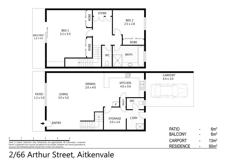 Floorplan of Homely unit listing, 2/66 Arthur Street, Aitkenvale QLD 4814