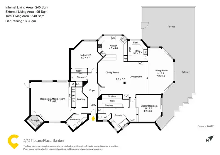 Floorplan of Homely unit listing, 2/32 Tipuana Place, Bardon QLD 4065