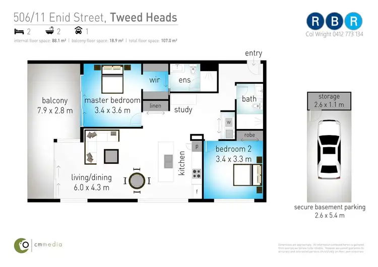 Floorplan of Homely unit listing, 506/11 Enid Street, Tweed Heads NSW 2485