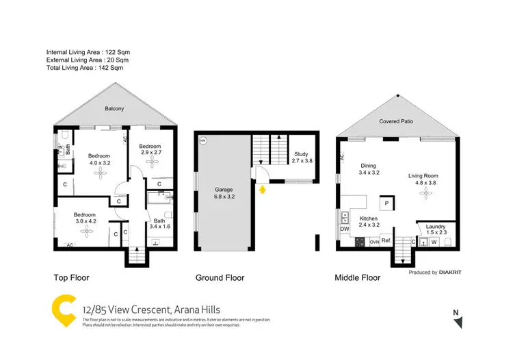 Floorplan of Homely townhouse listing, 12/85 View Crescent, Arana Hills QLD 4054
